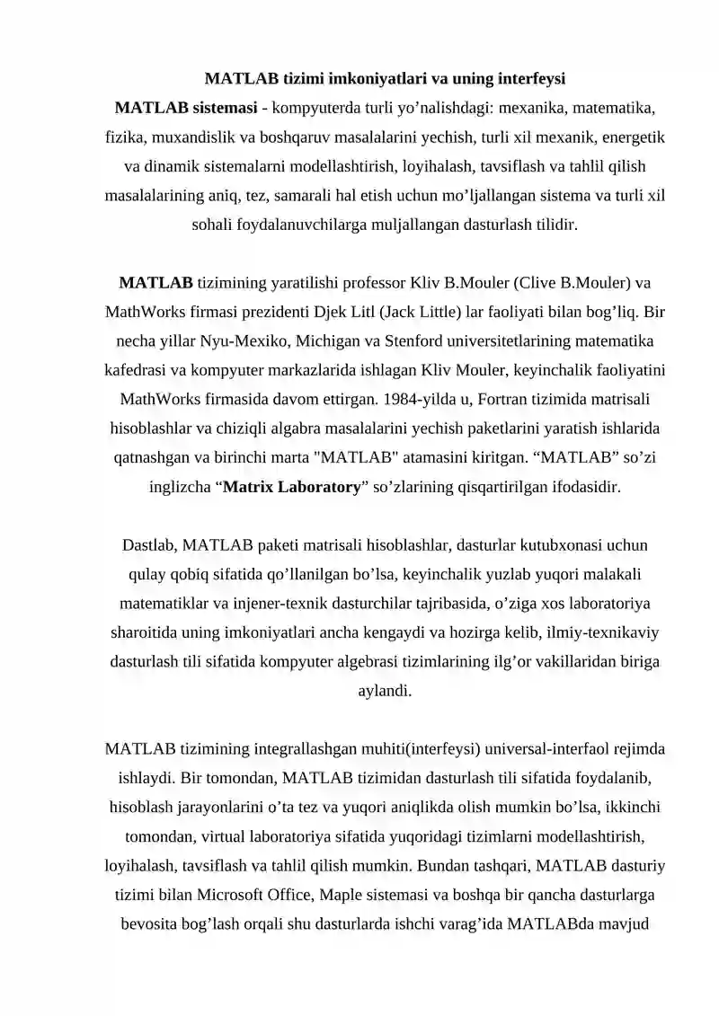 MATLAB dasturida funksiyalar 2