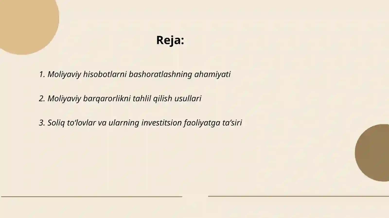 Moliyaviy hisobot elementlarini bashoratlash, soliq toʻlovlar, xoʻjalik yurituvchi subʼektning investitsion faoliyatini tahlili 2