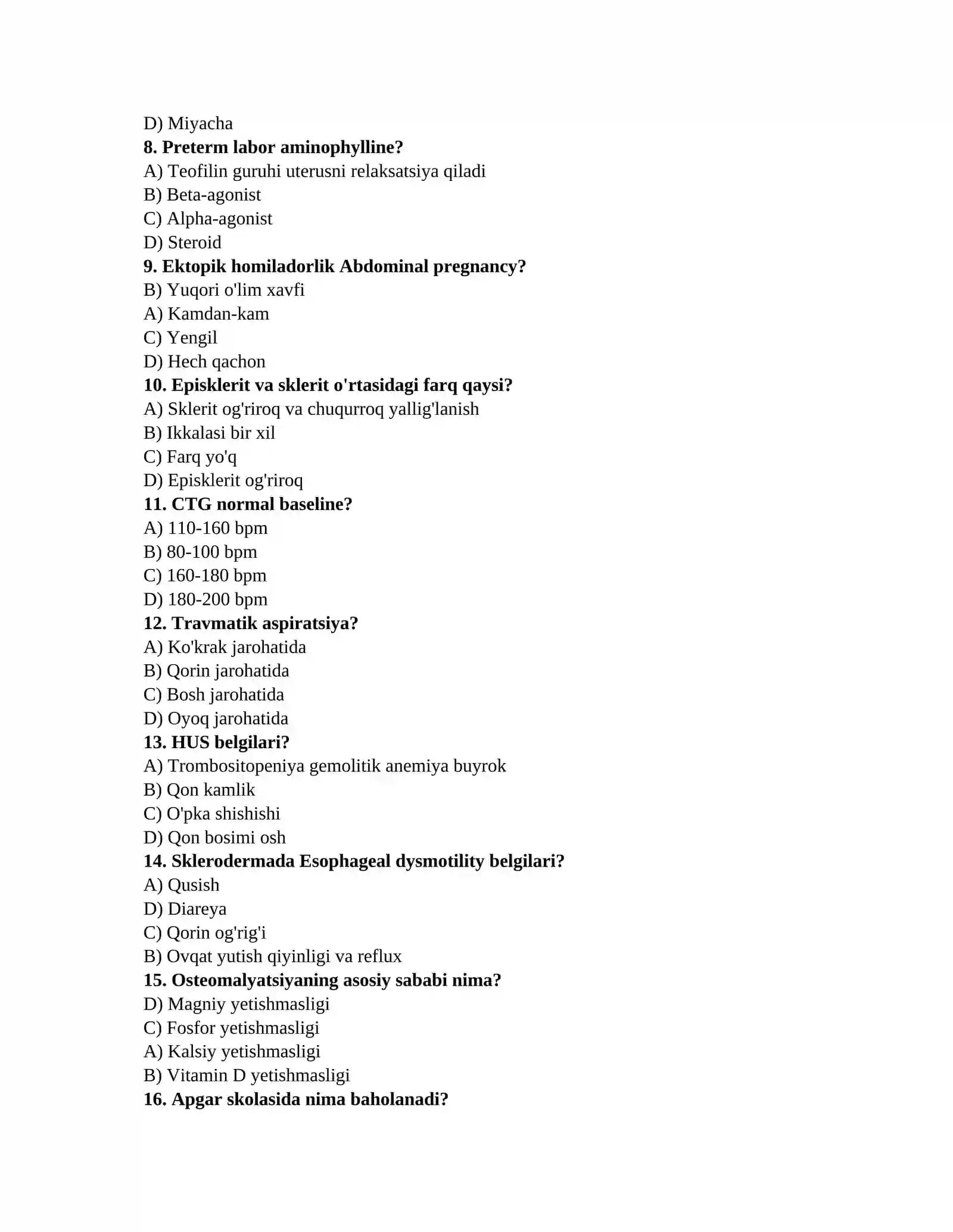 Tibbiyot testlari DOCX 2