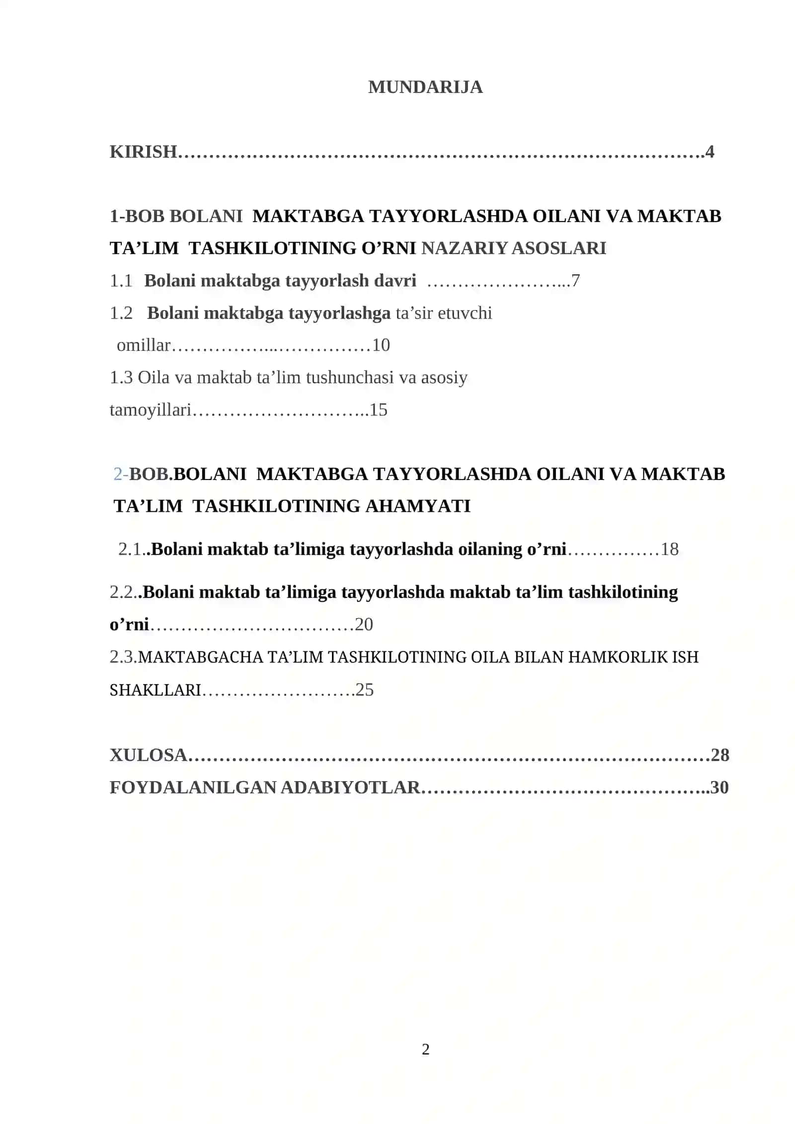 BOLALAR PSIXOLOGIYASI VA PSIXODIAGNOSTIKASI FANIDAN KURS ISHI 2