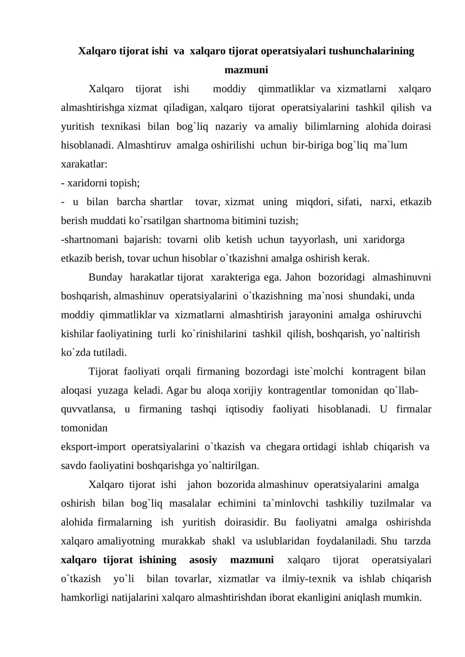 Xalqaro tijorat opеratsiyalari mohiyati va mazmuni 2