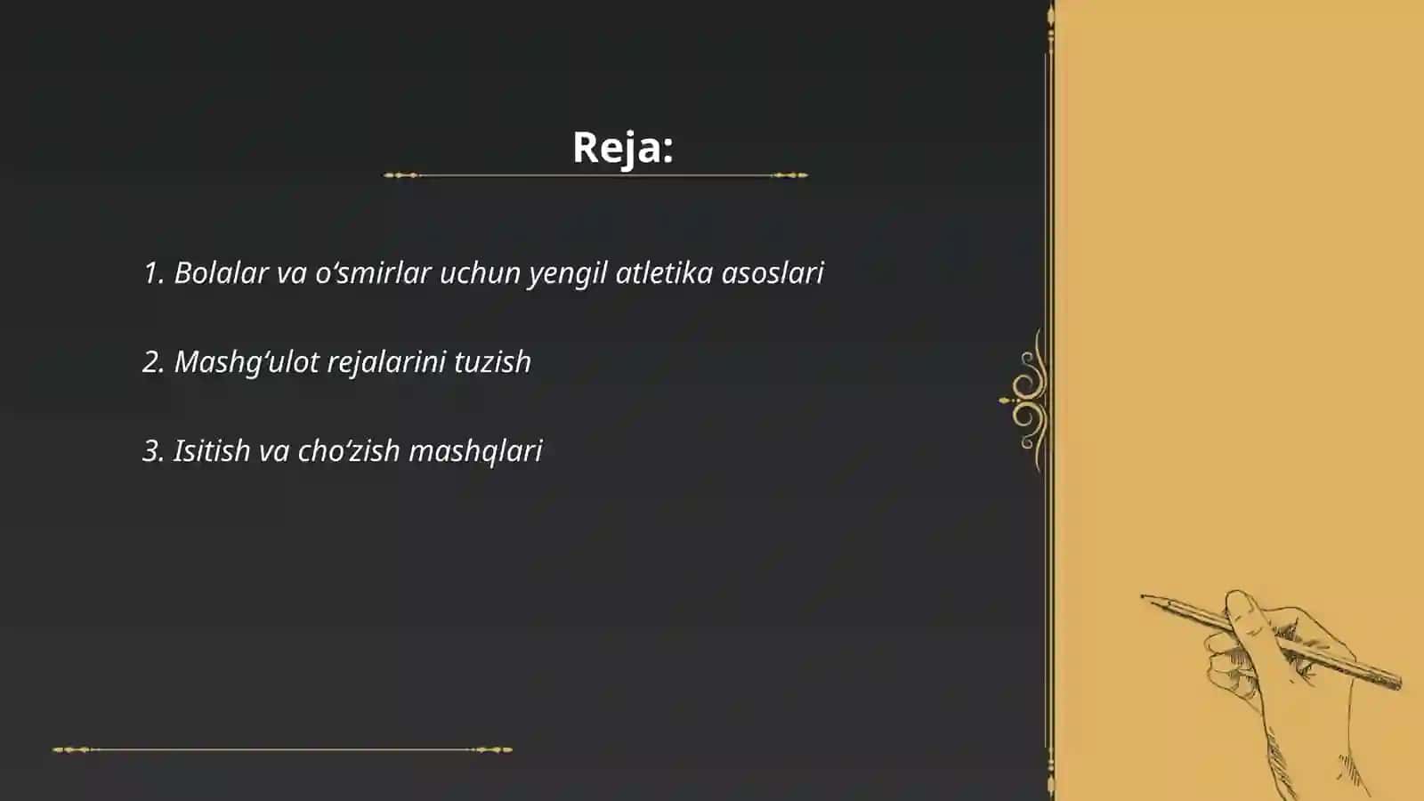 Bolalar va oʻsmirlar bilan oʻtkaziladigan yengil atletika mashgʻulotlarining tuzilishi va xususiyatlari 2