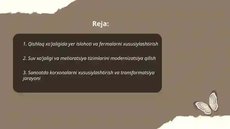 Mustaqillik yillarida qishloq xoʻjaligi va sanoat sohasidagi oʻzgarishlar 2