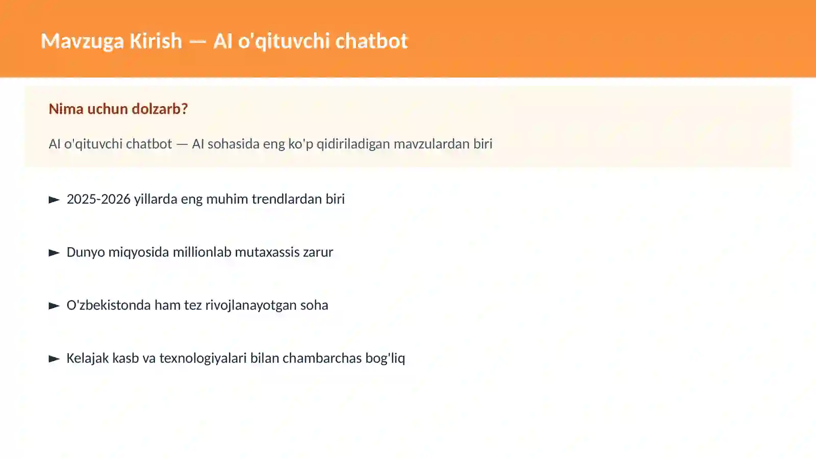 AI o'qituvchi chatbot 2