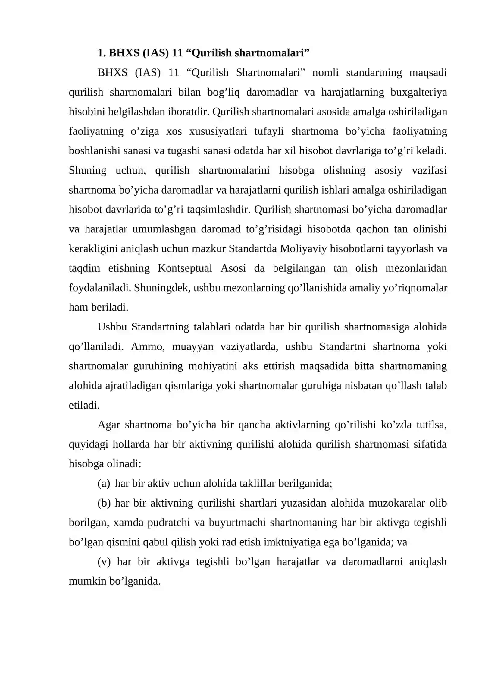 BHXS (IAS) 11 “Qurilish shartnomalari” 2