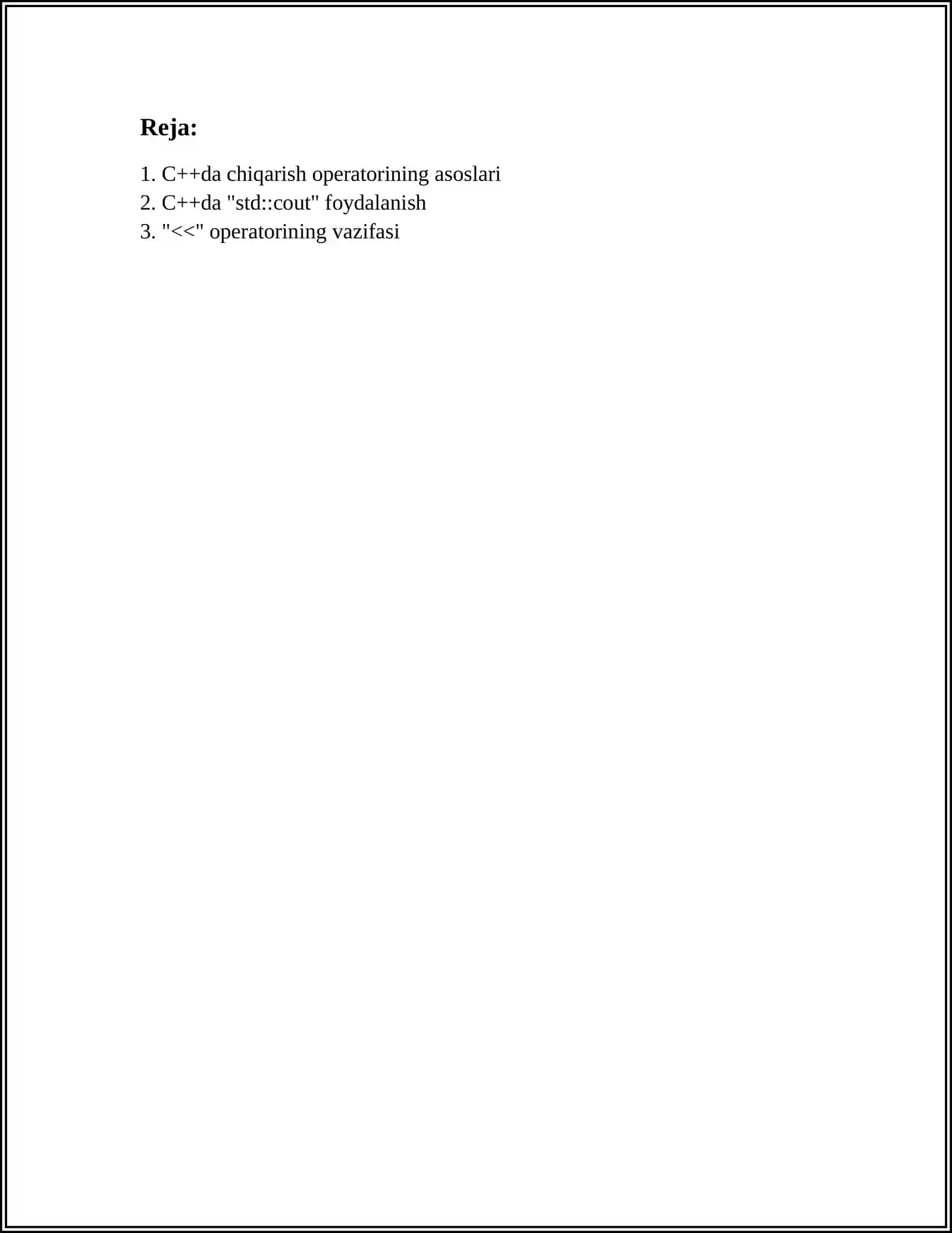 C++DA CHIQARISH OPERATORI 2