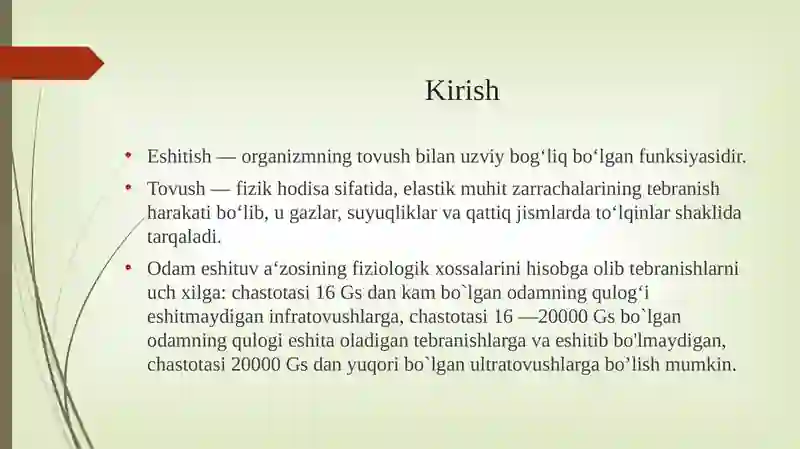 Eshitish organi innervatsiyasining xususiyatlari 2