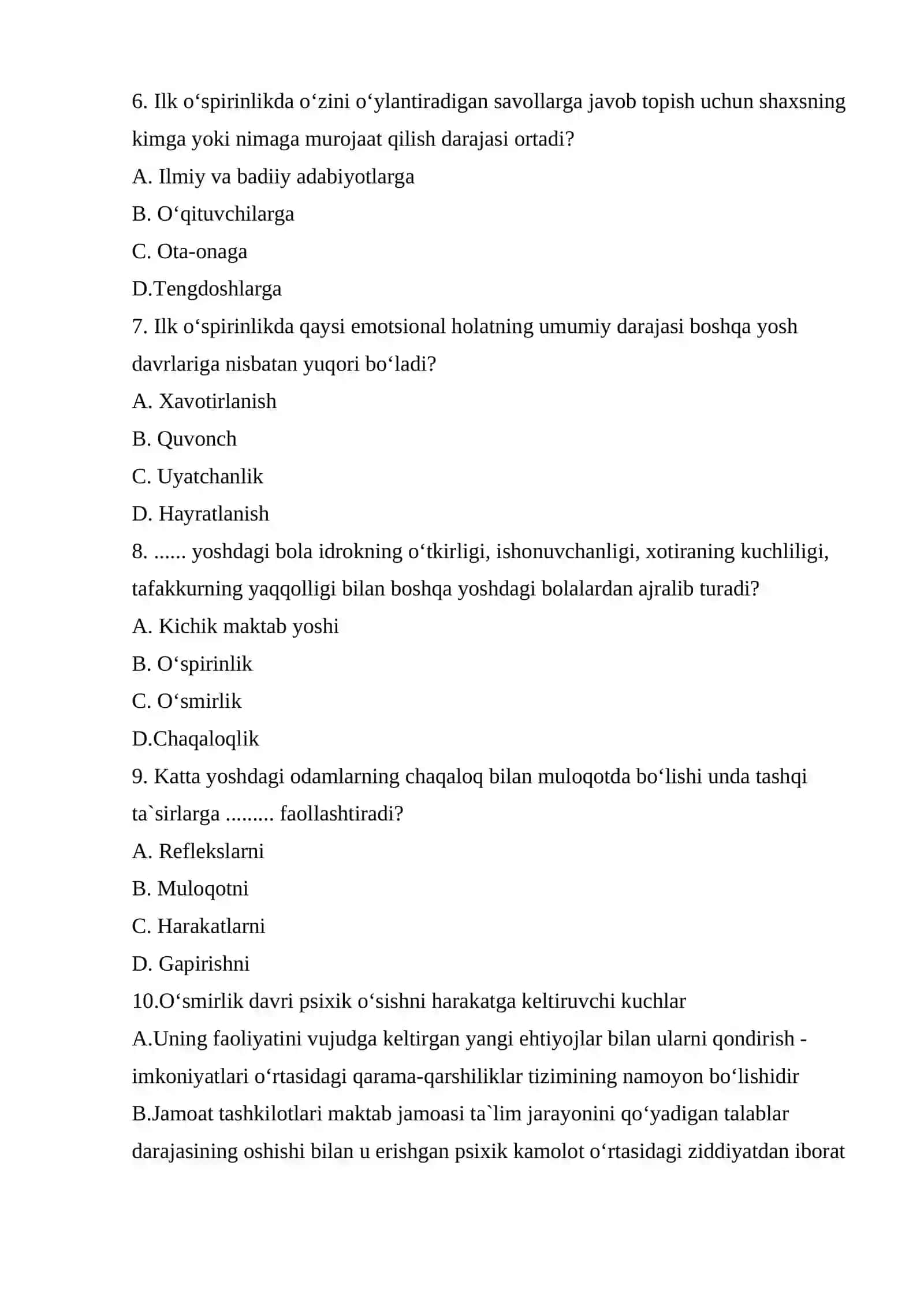 O‘spirinlik davridagi asosiy faoliyat 2