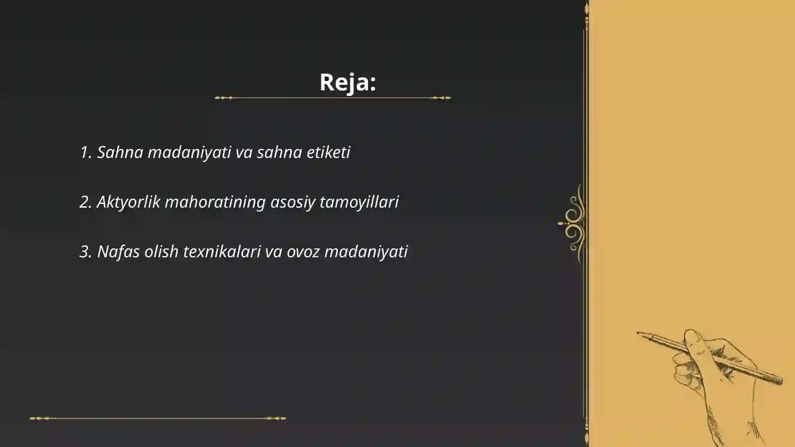Sahna madaniyati va aktyorlik mahorati fanidan 2