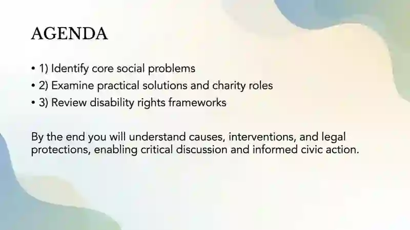 Social issues problems, solutions, charity, disability rights 2