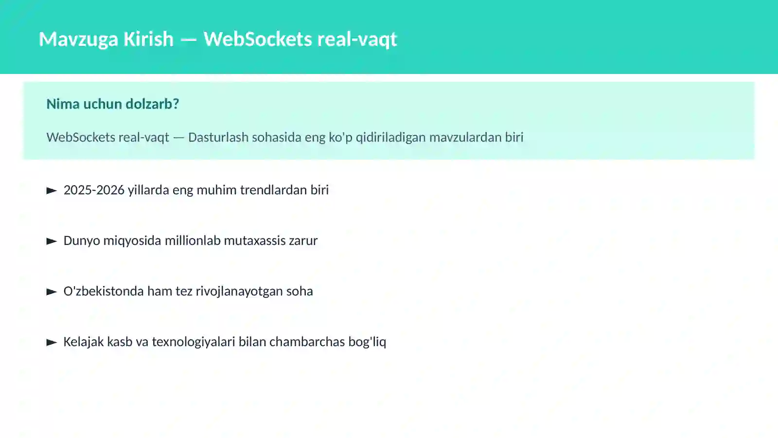 DASTURLASH | JAVASCRIPT VA WEB 2