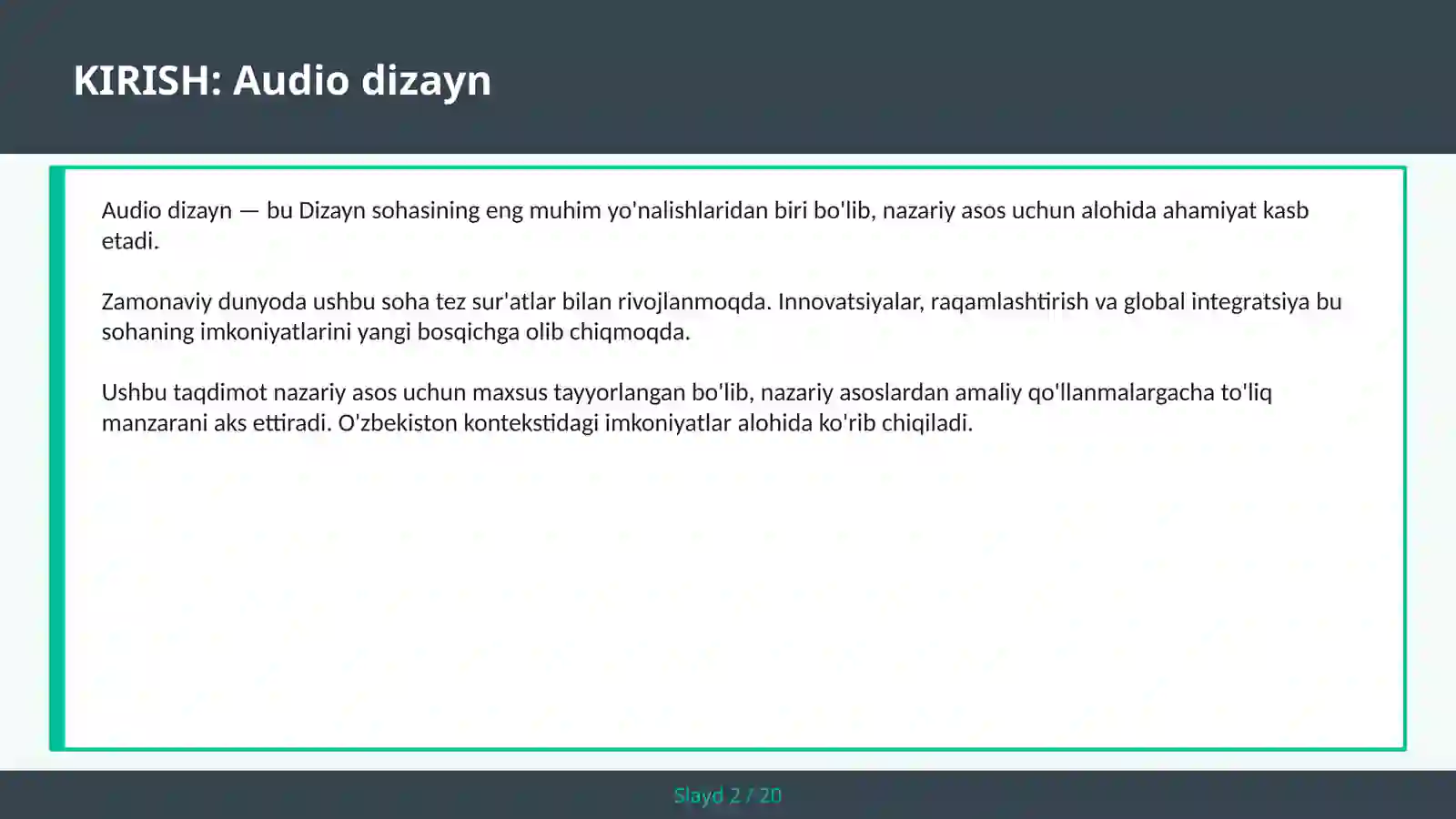 Audio dizayn 2