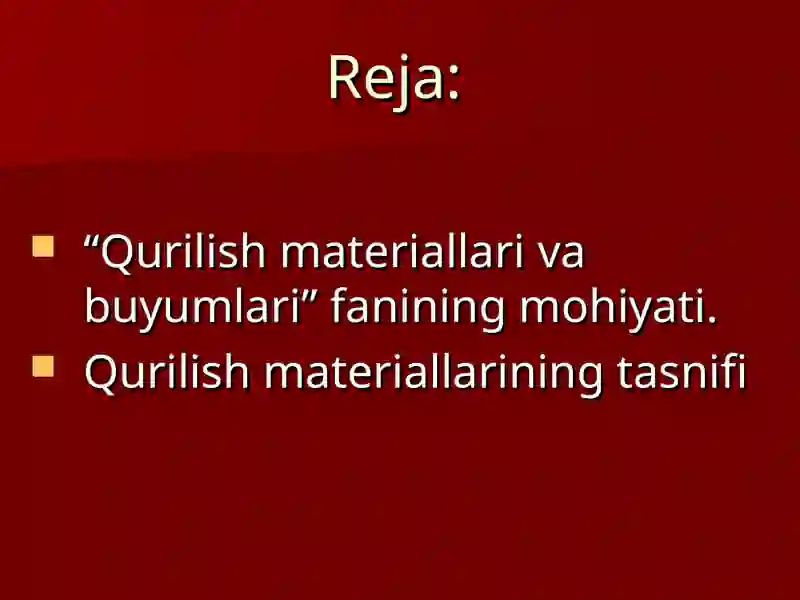 Qurilish materiallarining xalq xo’jaligidagi mohiyati va ularni tasniflash asoslari 2