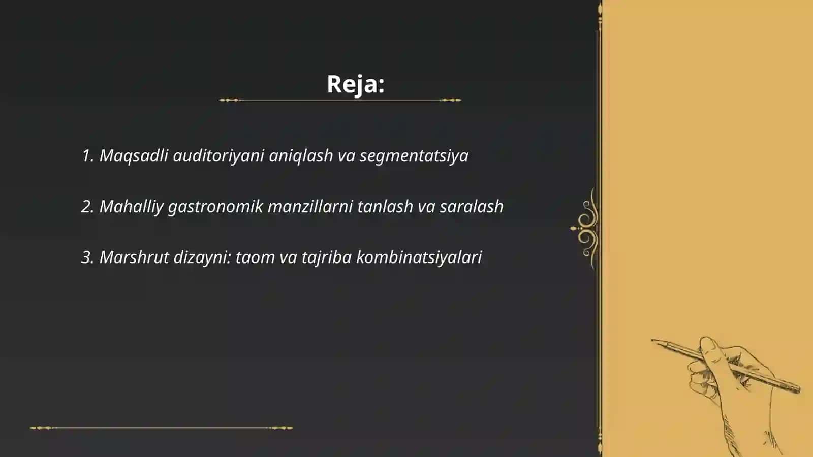 Gastronomik marshrutlar va sayohat paketlarini yaratish 2