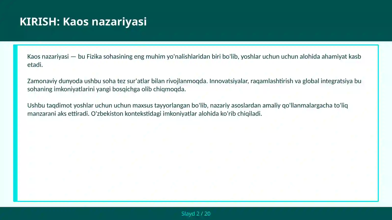 Kaos nazariyasi 2