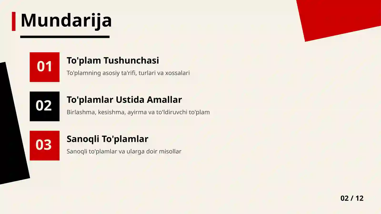 To'plam Tushunchasi va To'plamlar Ustida Amallar 2