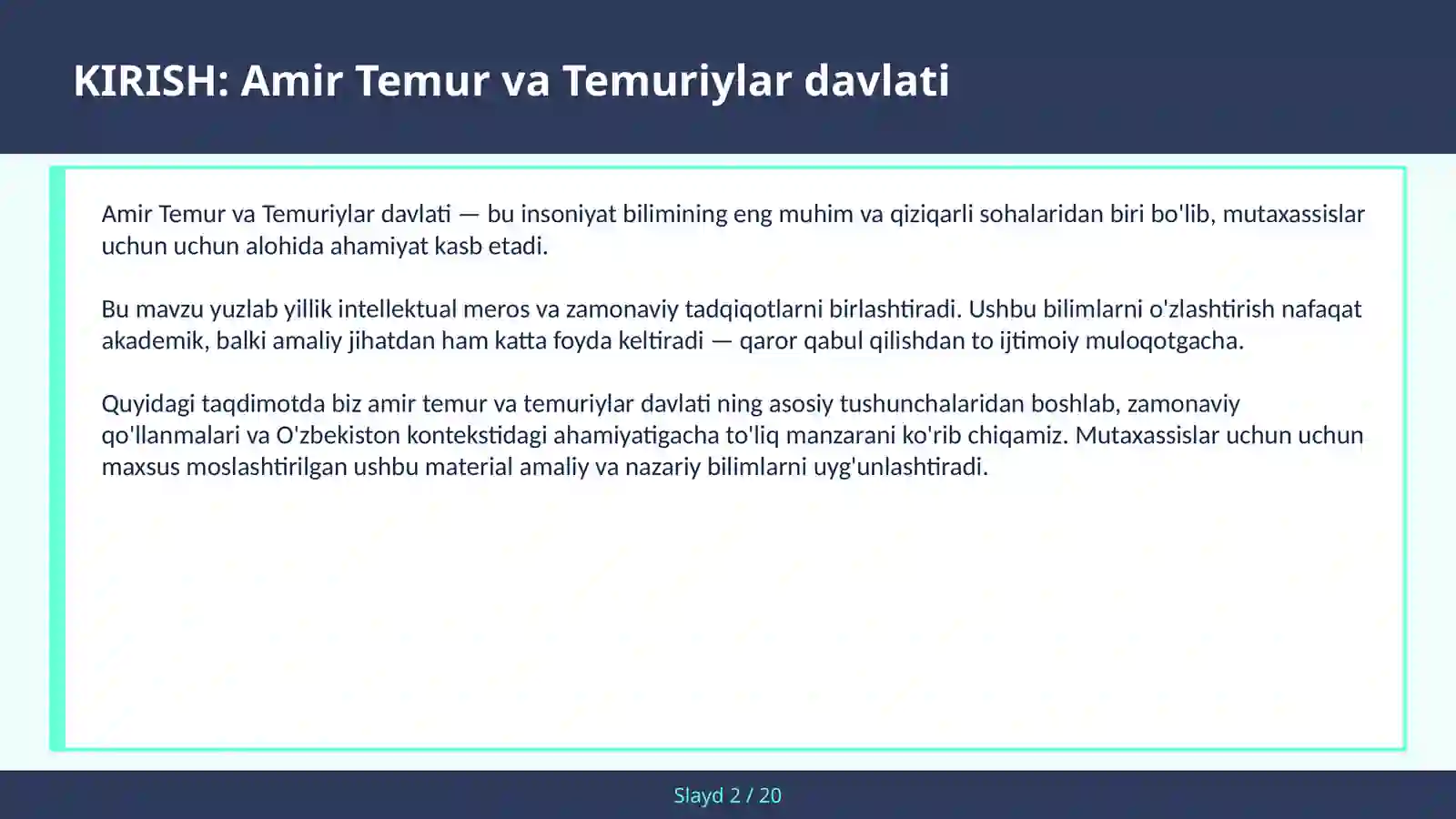 AMIR TEMUR VA TEMURIYLAR DAVLATI 2