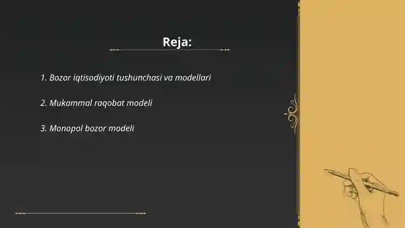 Bozor iqtisodiyoti modellari 2