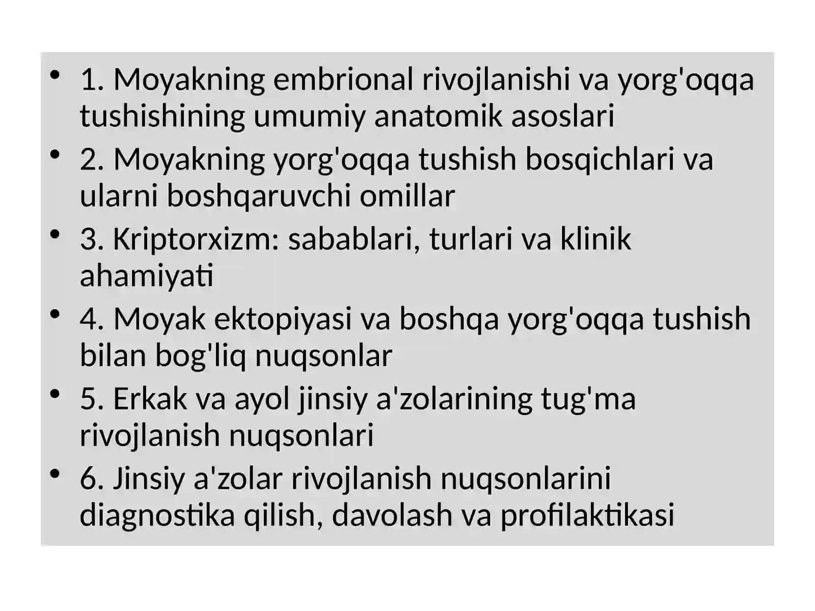Moyakning embrional rivojlanishi va yorg'oqqa tushishining umumiy anatomik asoslari 2