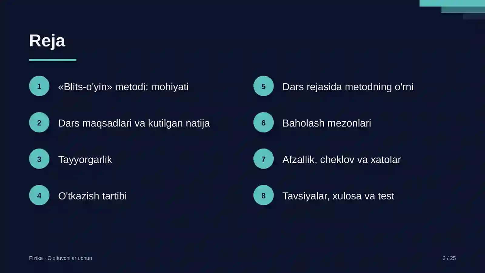 fizika darslarida blits o'yin metodidan foydalanish 6453 2