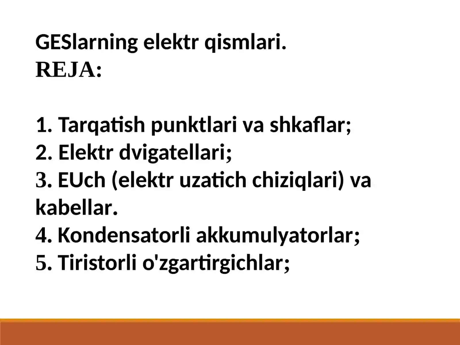 6-MA’RUZA: Gidroelektrostantsiyalarning elektr qismi 2
