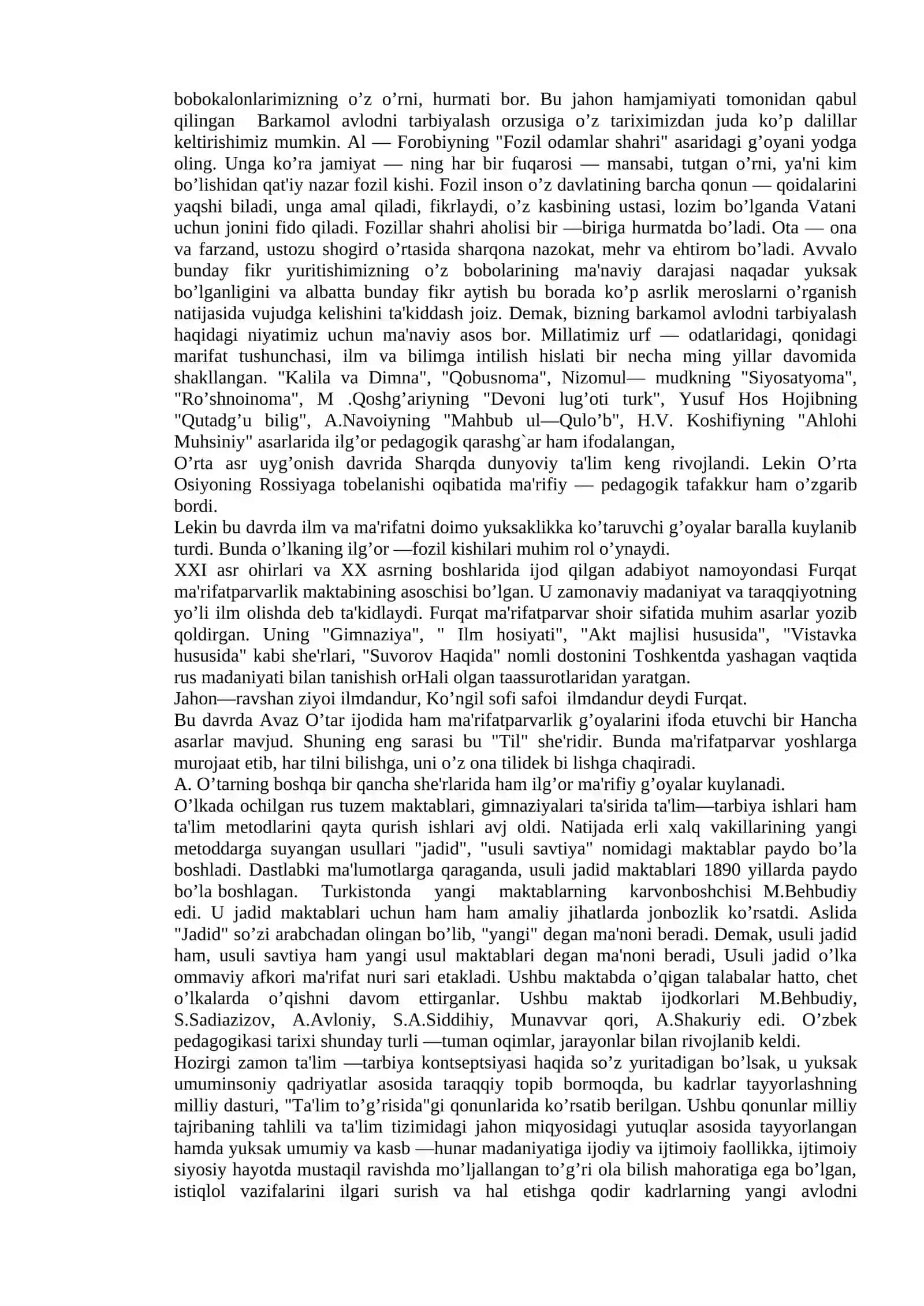 Pedagogik G’oyalar Rivojining Tarixi va Ta'lim-Tarbiyaning Zamonaviy Kontseptsiyasi 2