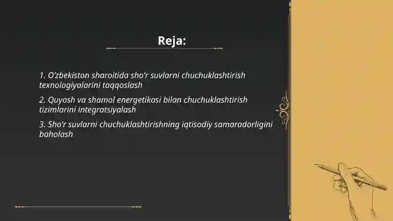 Oʻzbekiston sharoitida shoʻr suvlarni chuchuklashtirish gʻoyasini yaratish 2