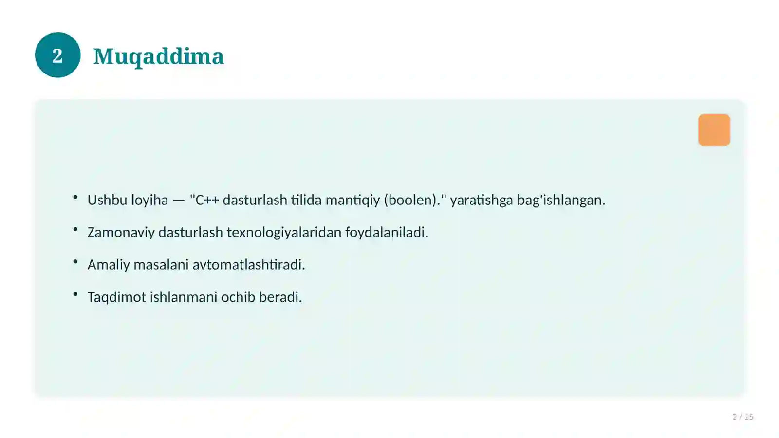 C++ dasturlash tilida mantiqiy (boolen) 2