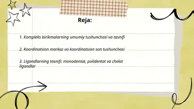 Kompleks birikmalarning sinflanishi. Akvokomplekslar ularning ionlanishi 2