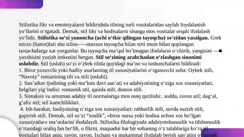 Uslubshunoslik (Stilistika). 2