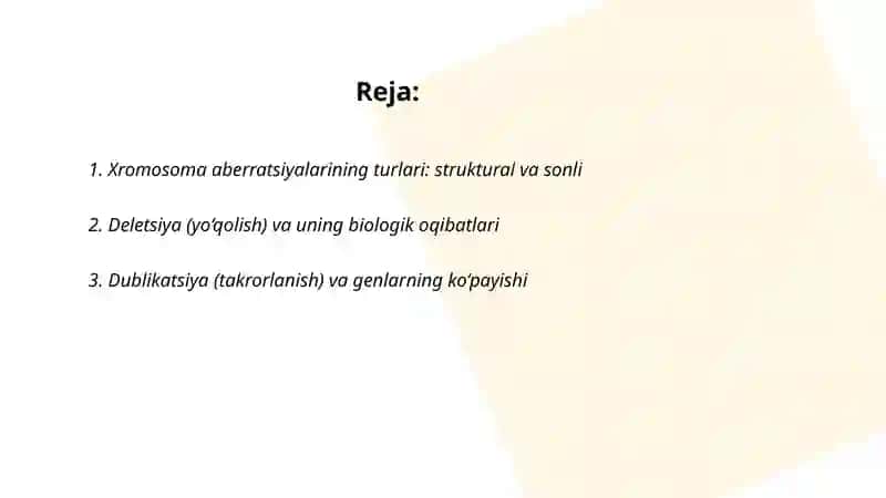 Xromosoma abberatsiyalari yoki qaytarilishi 2