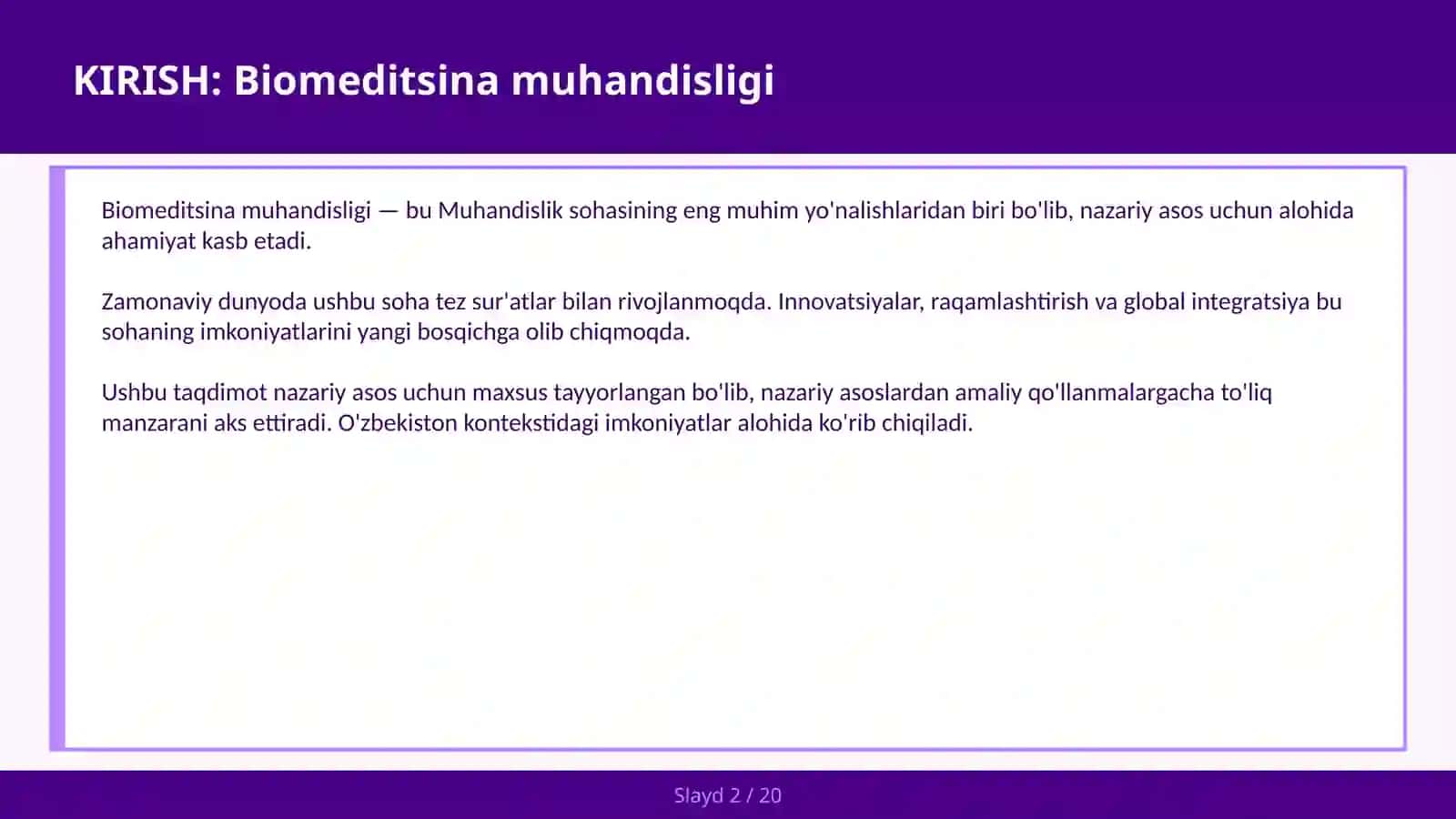 BIOMEDITSINA MUHANDISLIGI 2