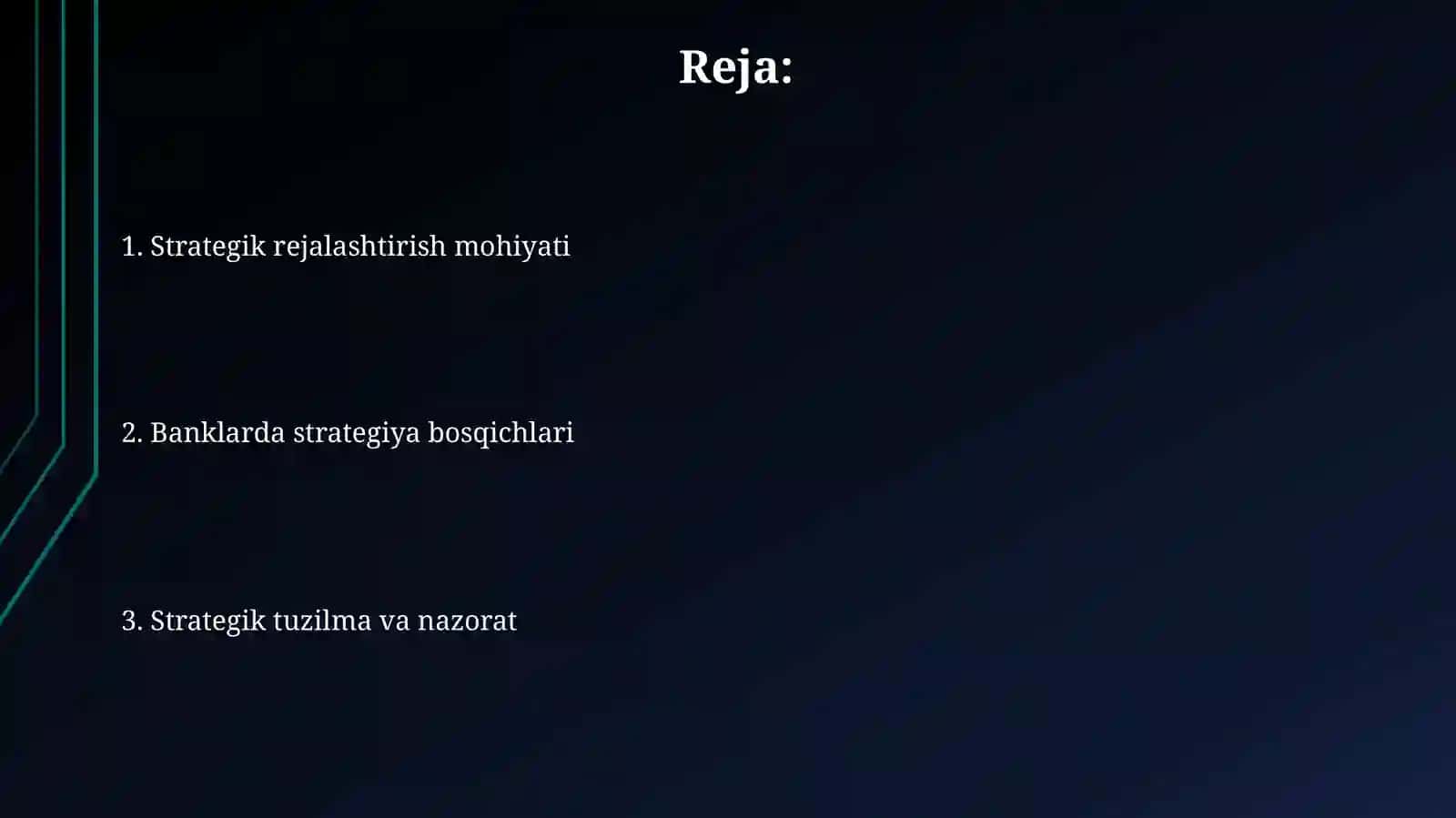 Banklar faoliyatida strategik rejalashtirish va uningtuzilishi 2