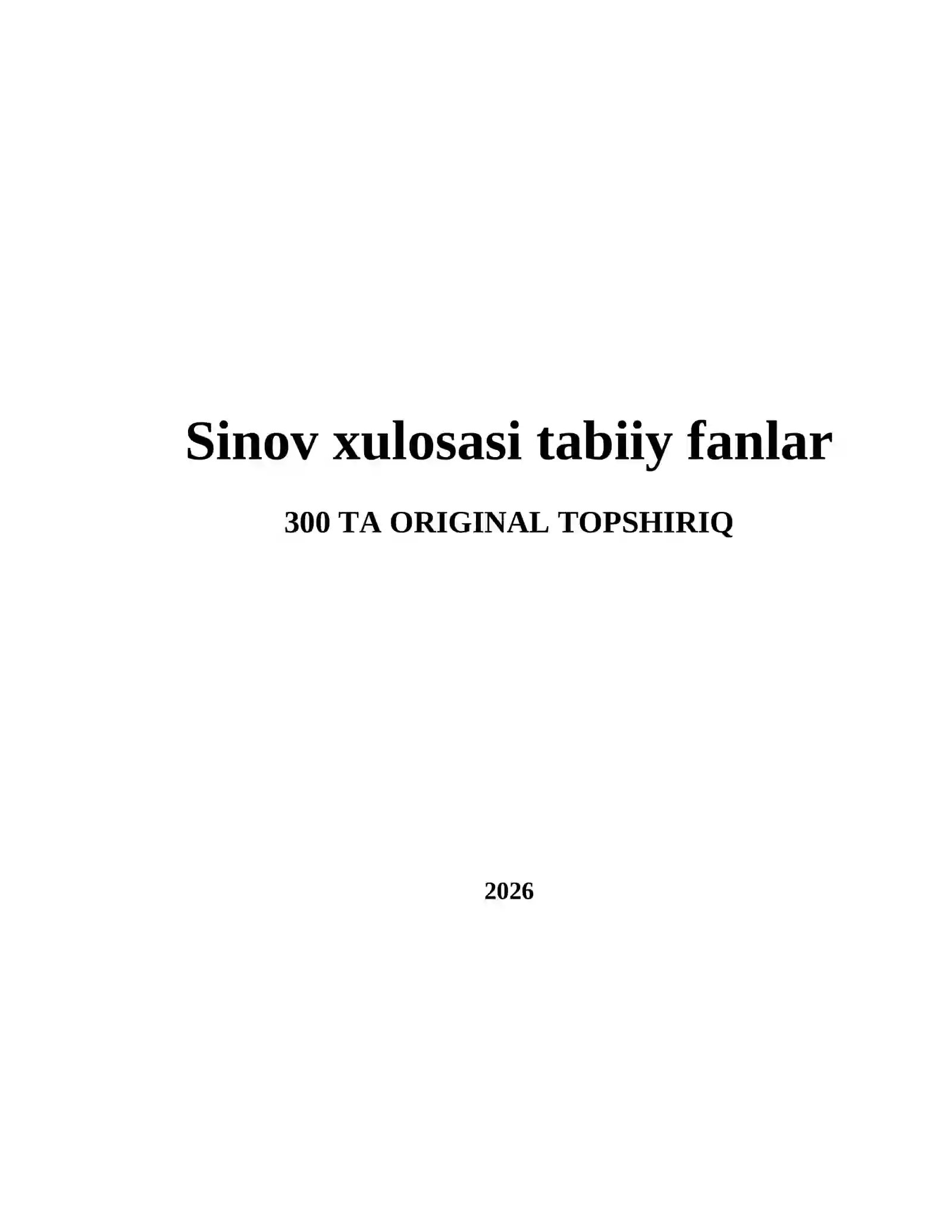 Sinov xulosasi tabiiy fanlar 2