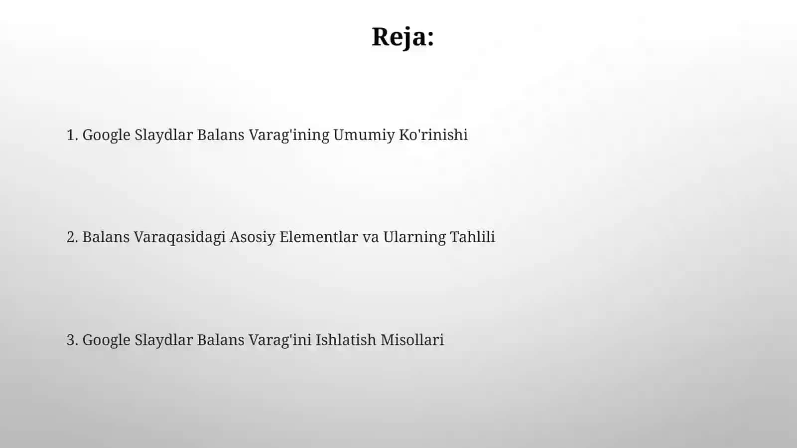 Google Slaydlar Balans Varag'ini Ishlatish Misollari 2