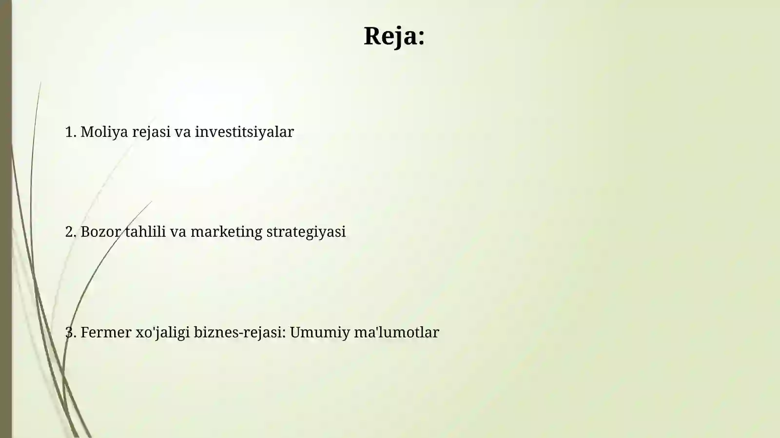 Fermer xo'jaligining biznes rejasi 2