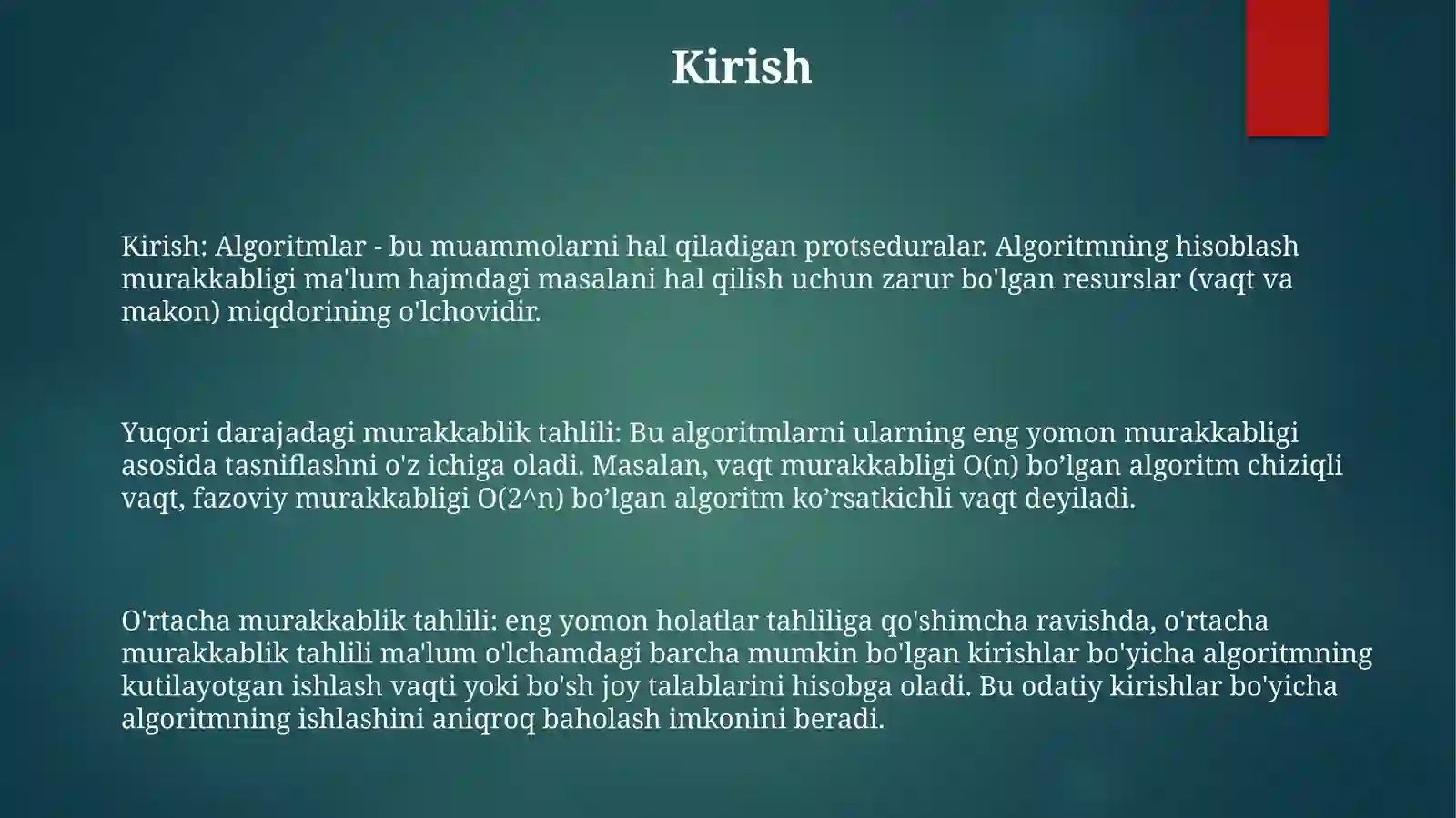 Algoritmlarning Hisoblash Murakkabligi 2