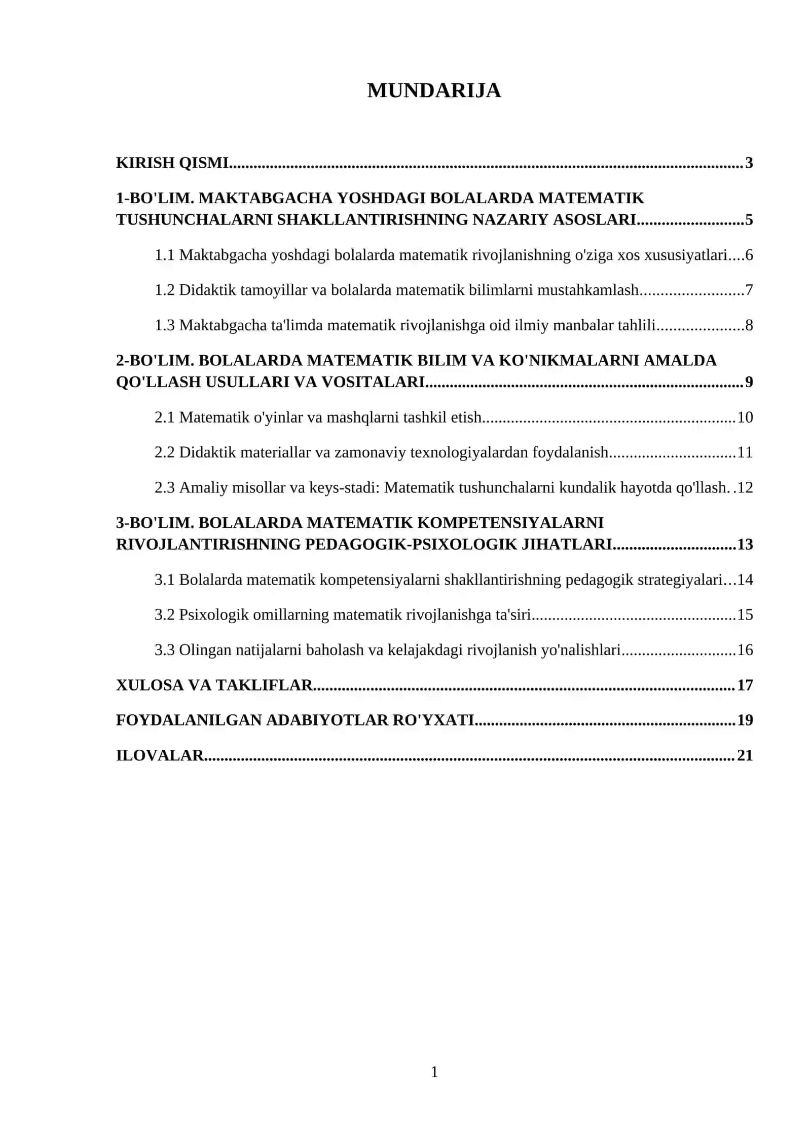 "Bolalarda matematik bilimlarni mustahkamlash va ularni amalda qollash" 2