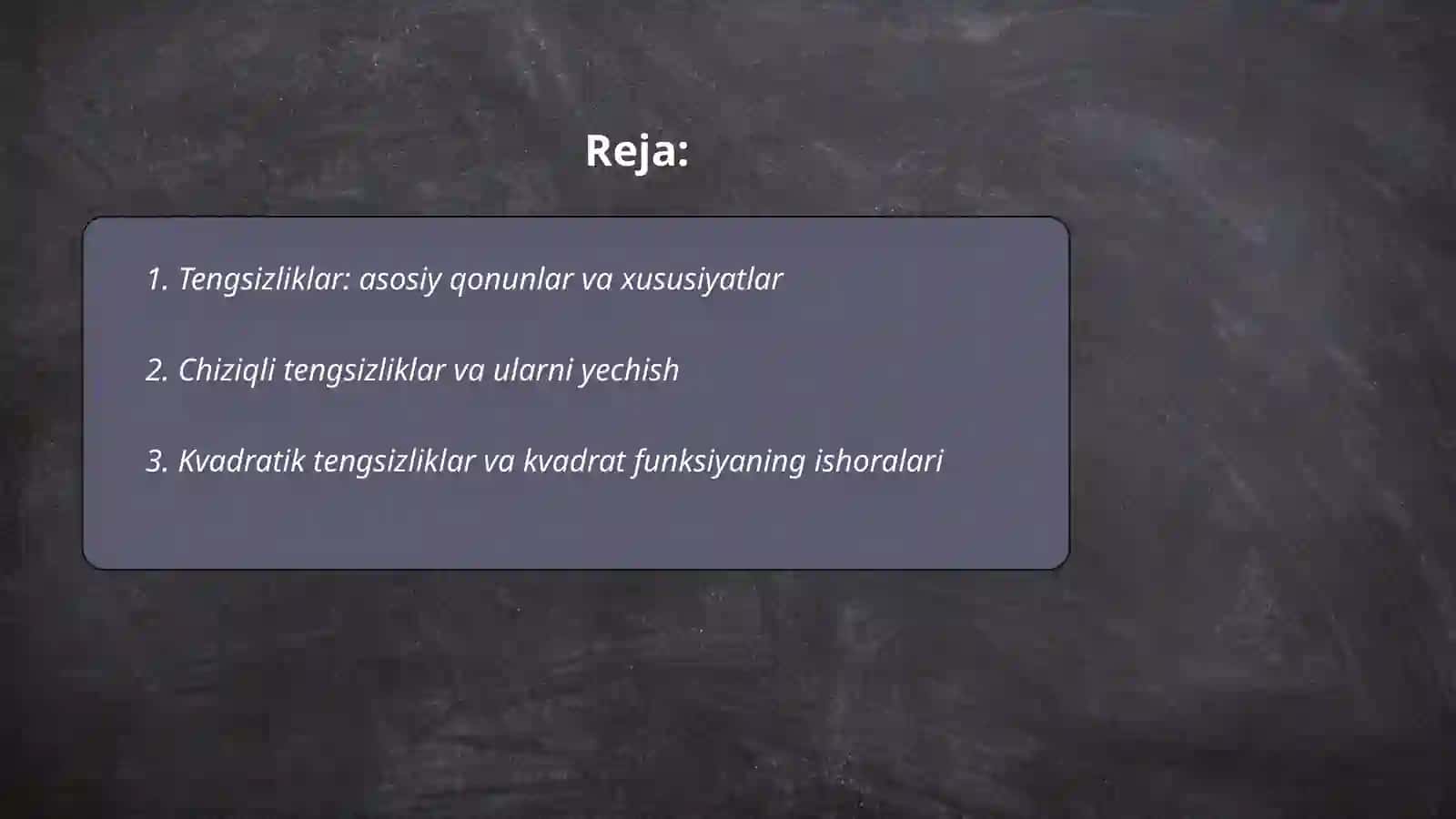 TENGSIZLIKLAR. KASR RATSIONAL TENGLAMA VA TENGSIZLILAR 2