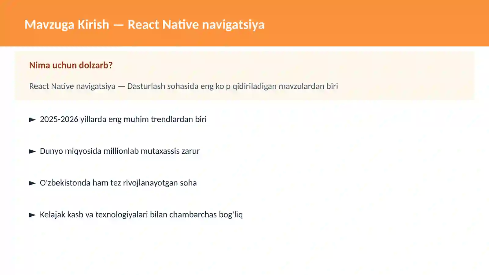 React Native navigatsiya 2