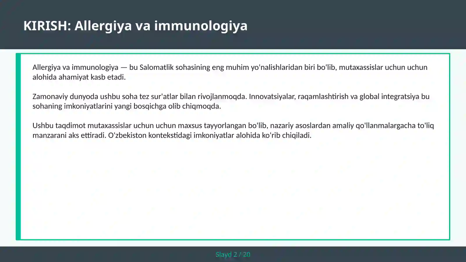 Allergiya va Immunologiya 2