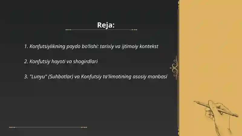 KONFUTSIYLIKNING VUJUDGA KELISHI VA FALSAFIY TALIMOTI 2