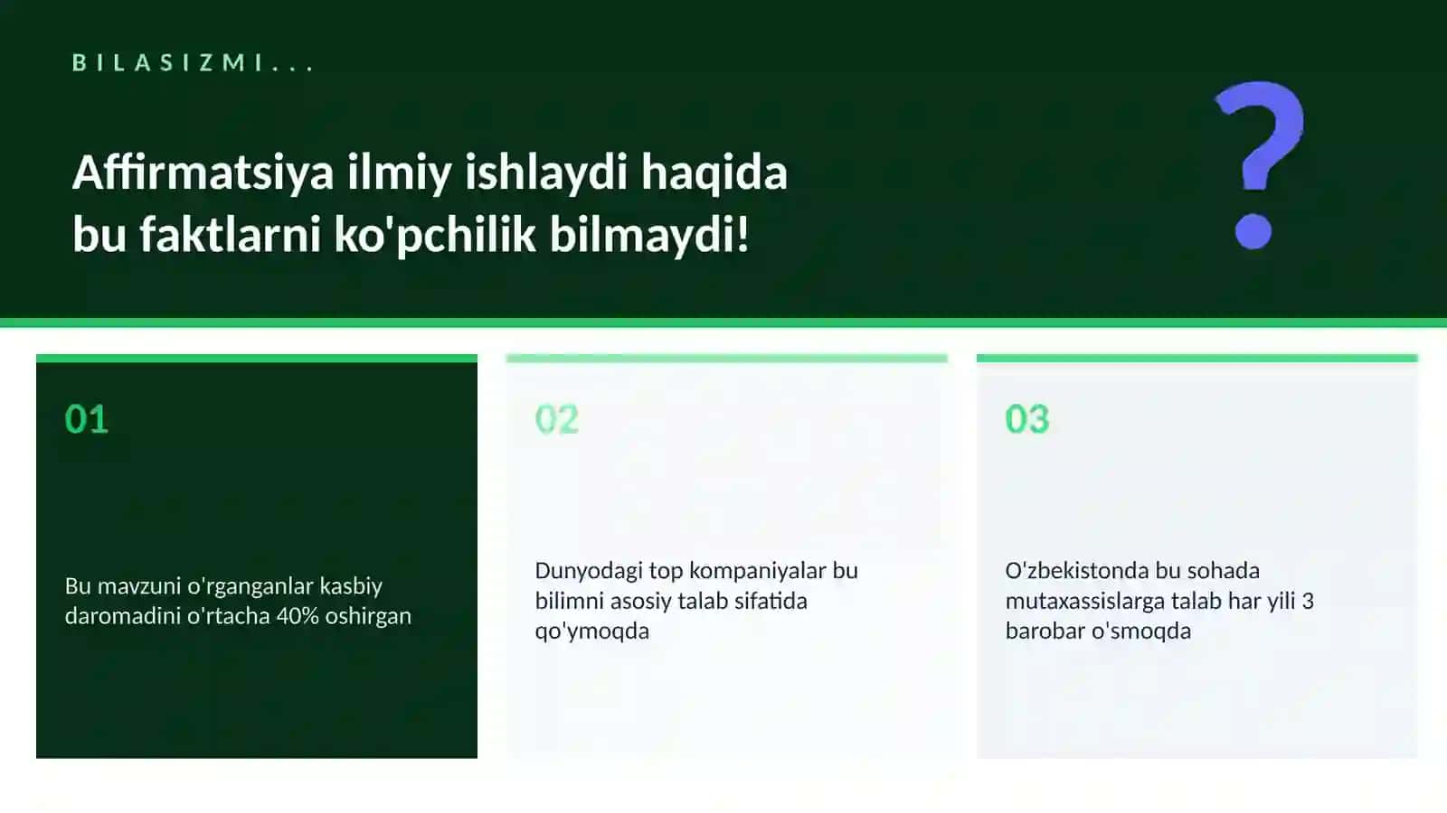 Affirmatsiya ilmiy ishlaydi 2