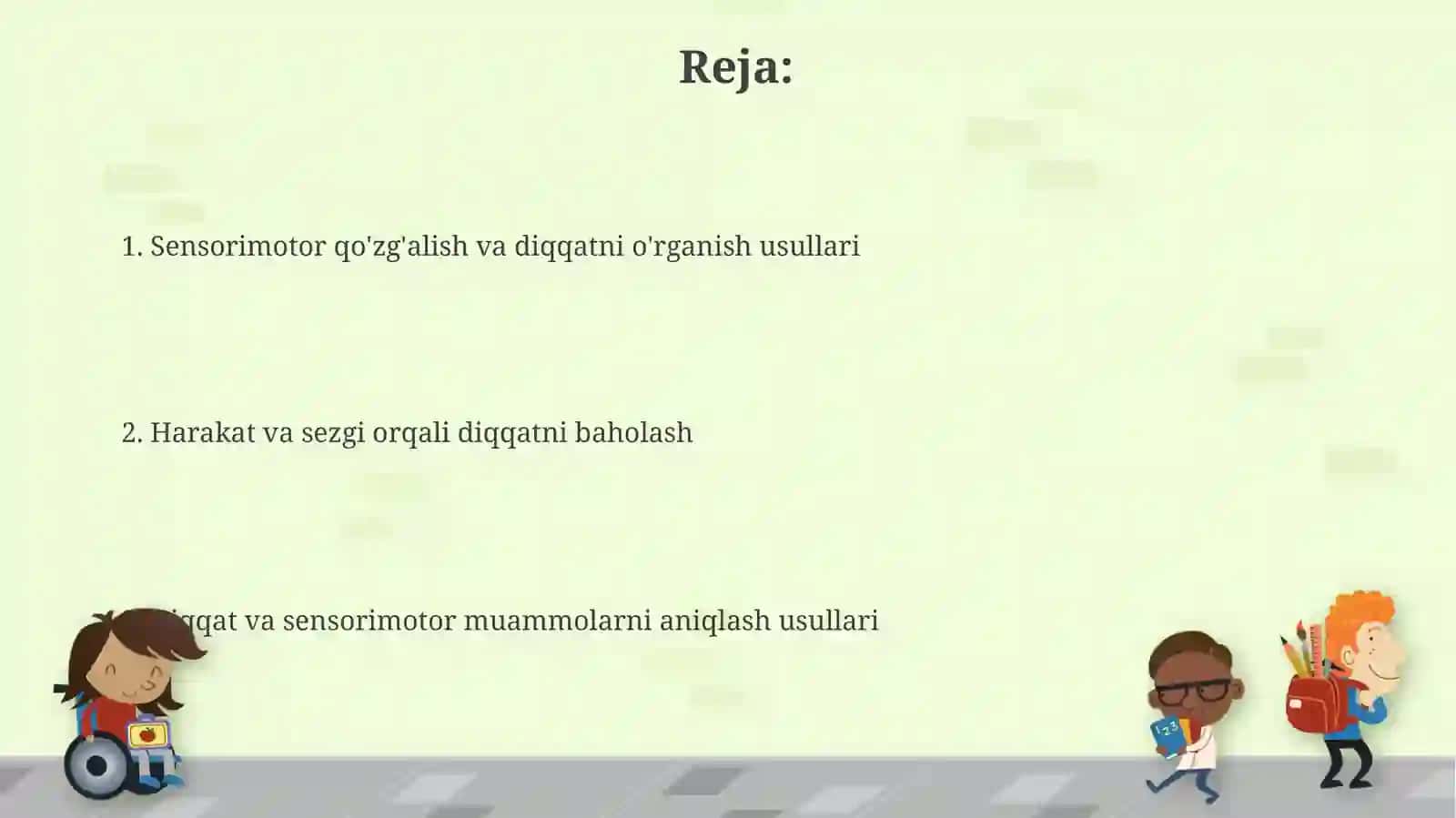 Sensomotor  taʼsirlanish va   diqqatni   o‘rganish  uchun  metodikalar 2