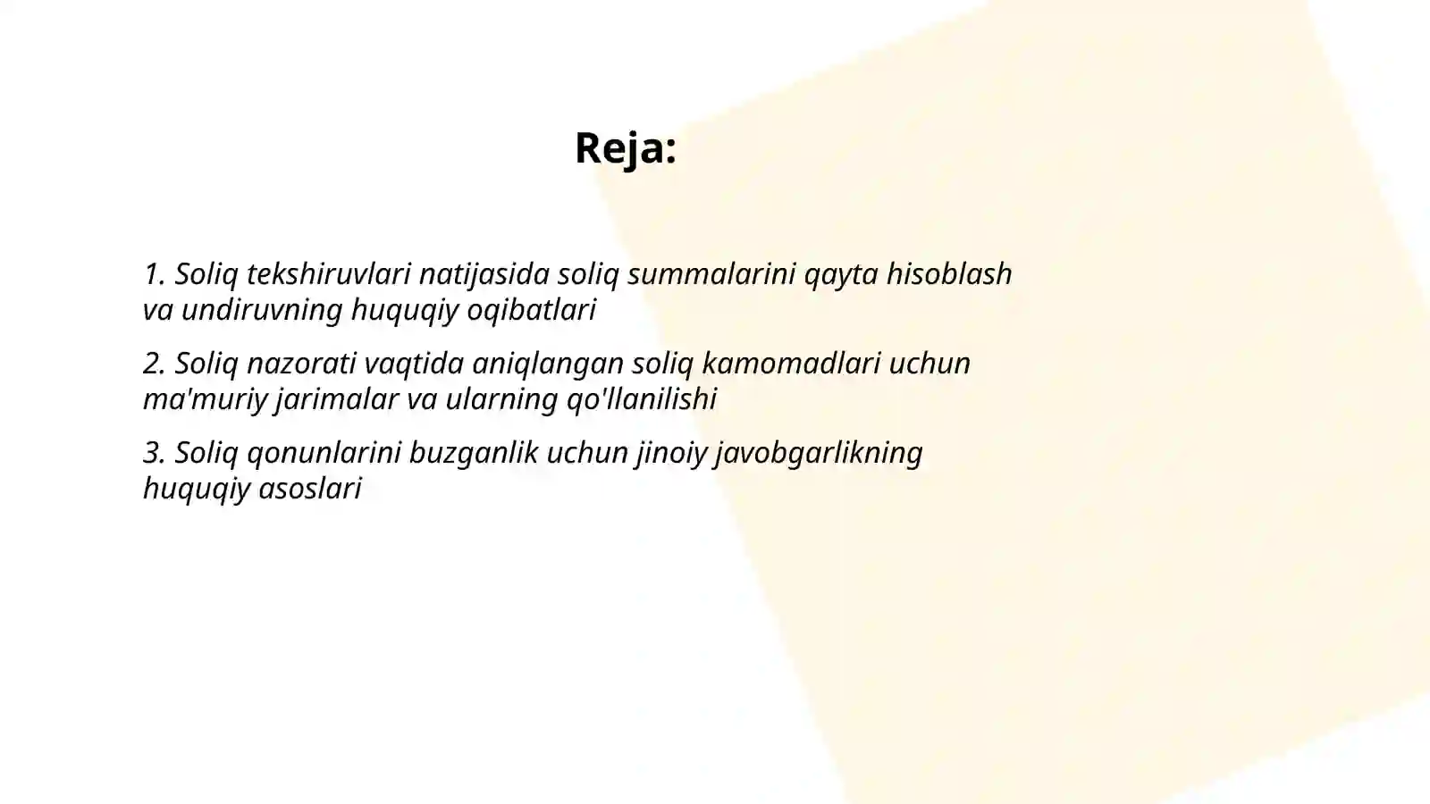 Soliq tekshiruvlarining va soliq nazorati boshqa choralarining huquqiy oqibatlari 2