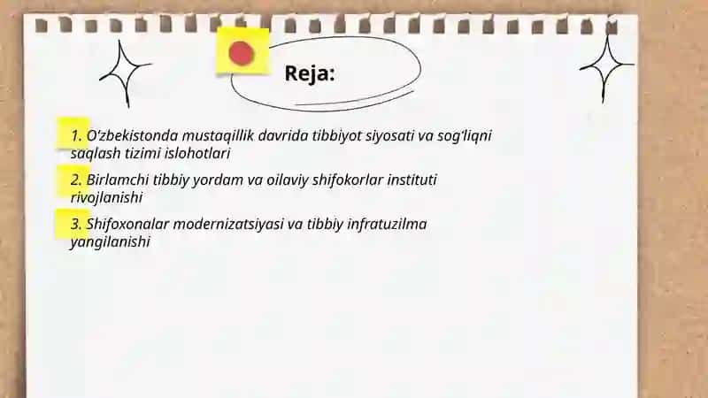 Ôzbekistonda mustaqillik davrida tibbiyotning rivojlanishi 2