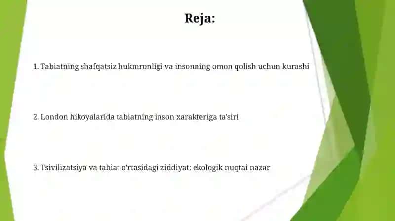 London hikoyalarida inson va tabiat munosabatlari 2