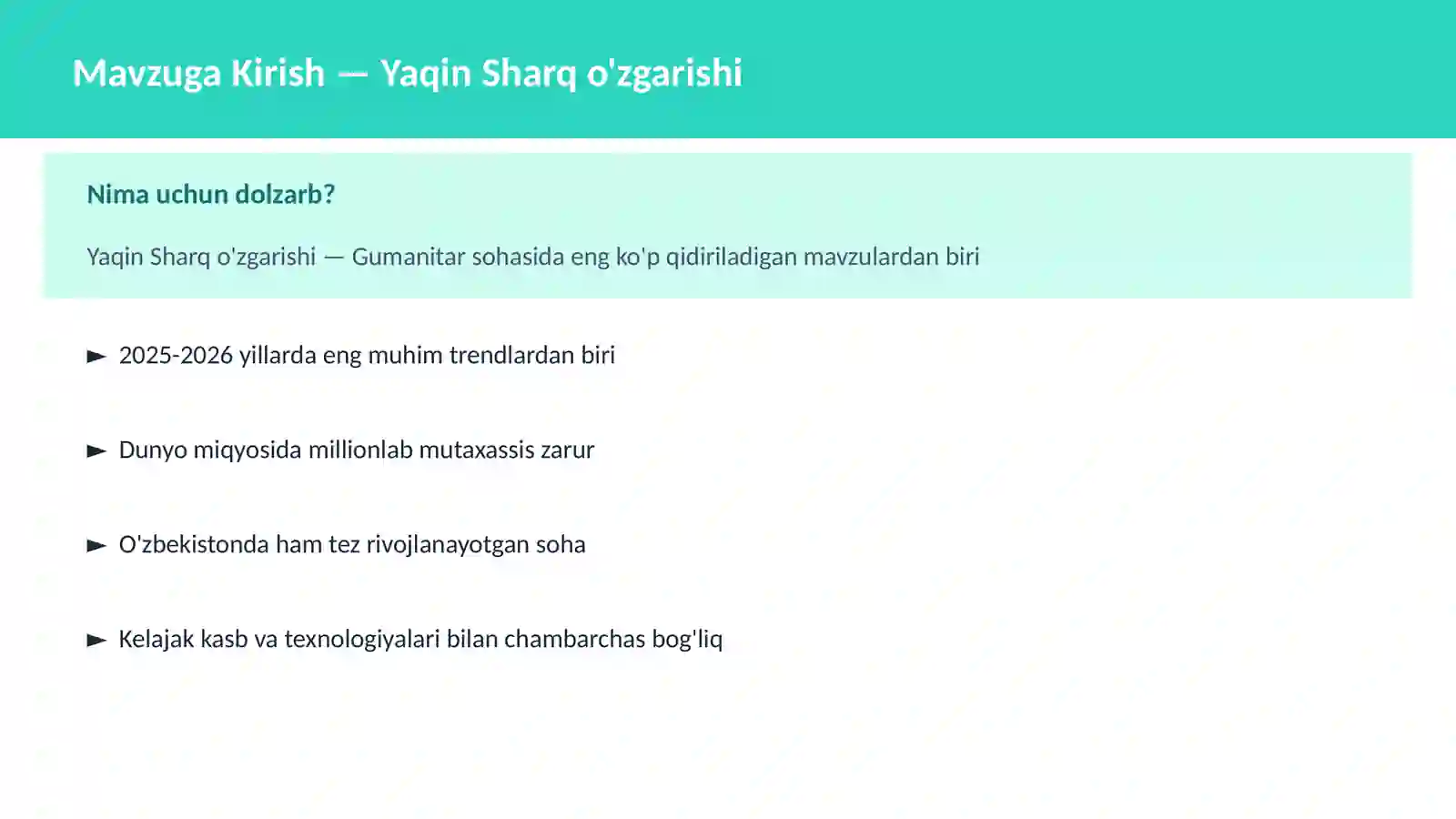 Yaqin Sharq o'zgarishi 2