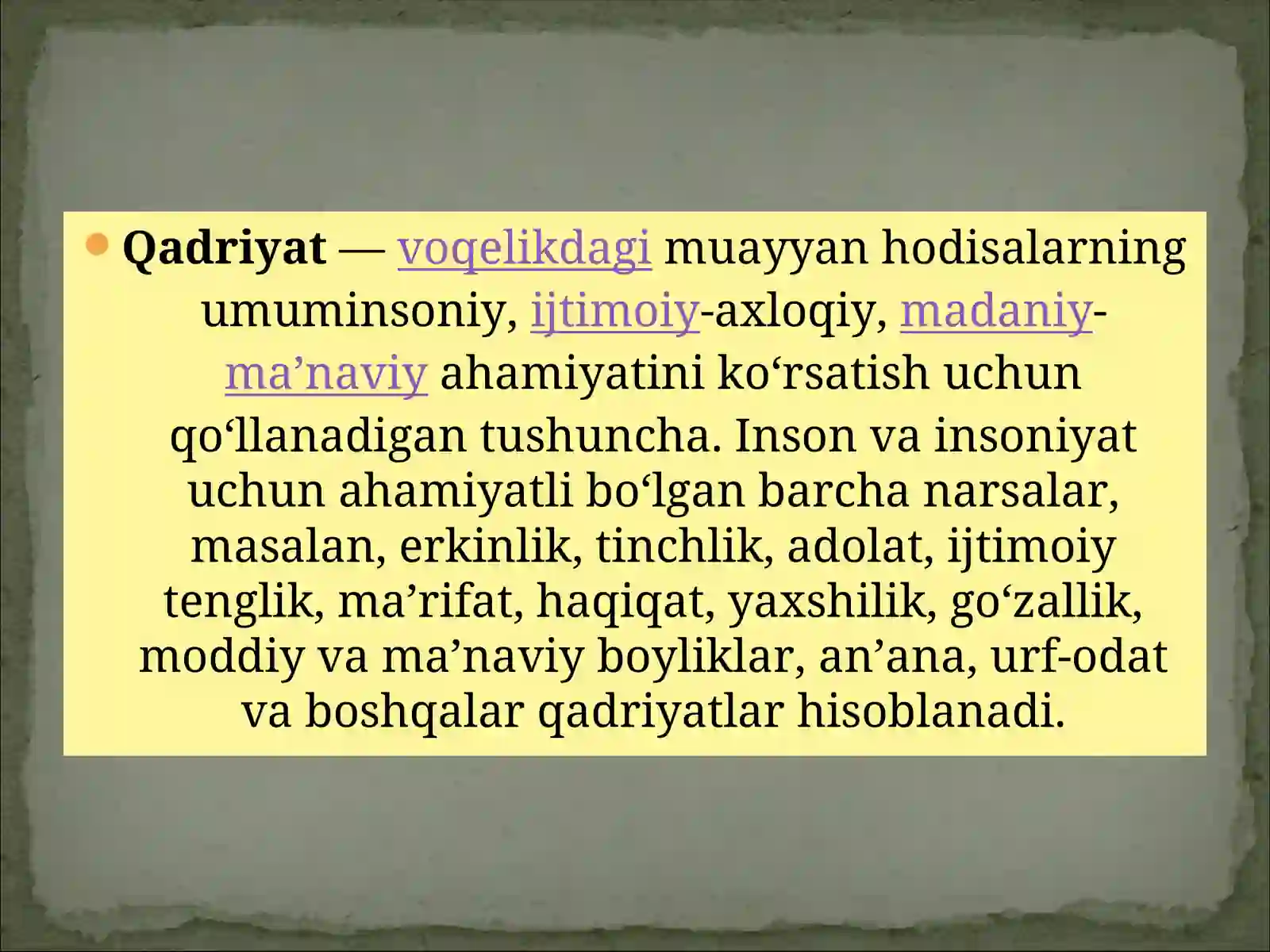 Qadriyatlar 2