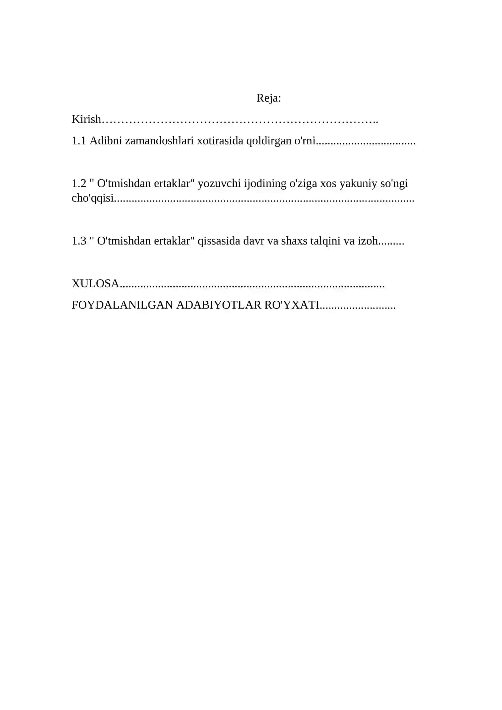 O‘tmishdan ertaklar KURS ISHI 2